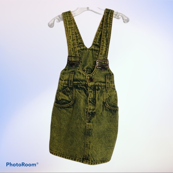 Girls Yellow Denim Stone Wash Overall Dress Size 6 - Picture 13 of 13